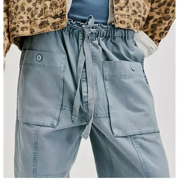 FREE PEOPLE WOMEN'S river stone pants relaxed jogger fit blue Size XS  NEW - Picture 3 of 10